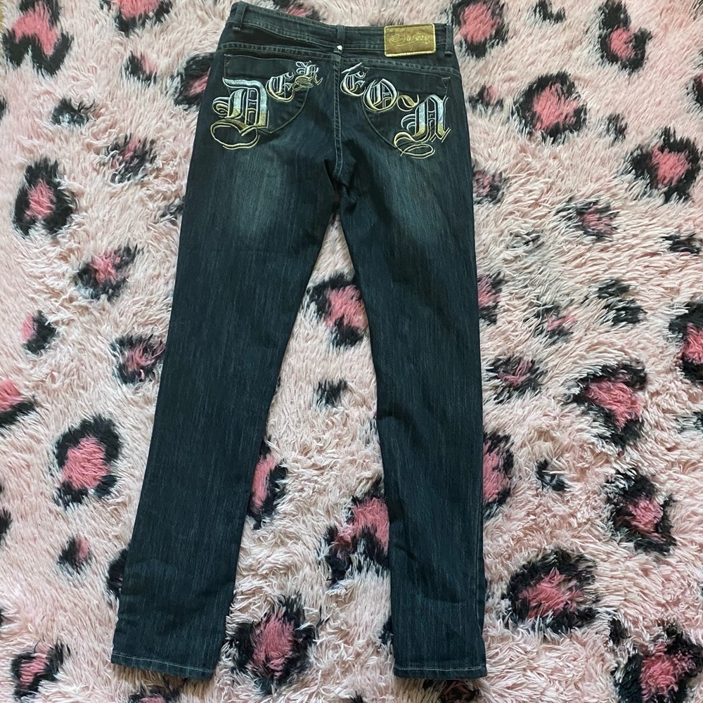 Deréon Beyoncé gold and silver embroidered jeans